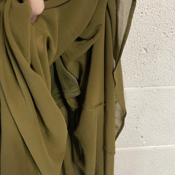 love J Strapless Chiffon Maxi Dress size M - Olive Green - Picture 6 of 9